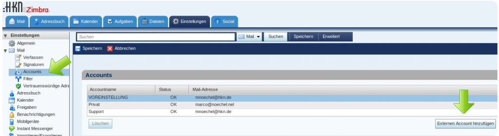 Externe E- Mailadresse einbinden Externe E- Mailadresse einbinden