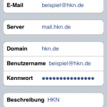 Die bisher eingegebenen Daten werden überprüft, danach wird noch der „Servername“: z.B. mail.hkn.de abgefragt. Und „Weiter“.