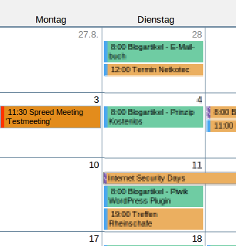Ansicht im Zimbra-Kalender