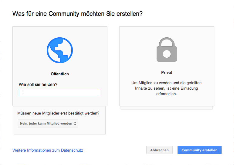 Community-Einstellungen festlegen