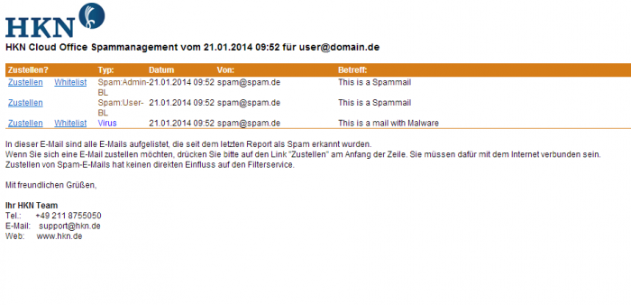 Daily SPAM Report