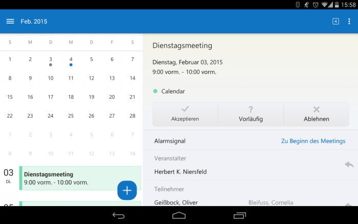 Outlook for Android - Kalender