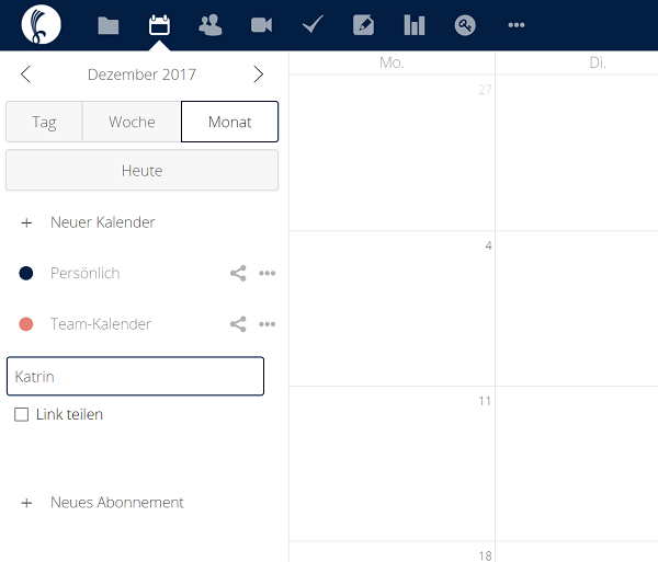 Nextcloud-Kalender Ansicht